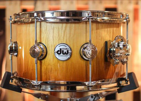 DW 7x13 Collector's Maple VLT Burnt Toast Fade over Curly Maple Snare Drum - SO#1291851