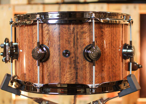 DW 7x13 Collector's Purpleheart VLT Natural Lacquer over Red Tigerwood Snare Drum - SO#1410002