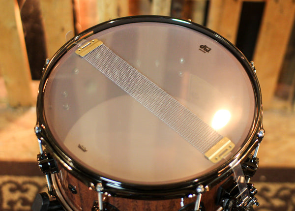 DW 7x13 Collector's Purpleheart VLT Natural Lacquer over Red Tigerwood Snare Drum - SO#1410002