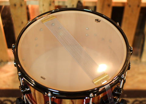 DW 7x14 Collector's Maple VLT Natural Lacquer over Candy Stripe Padauk Snare Drum - SO#1410012