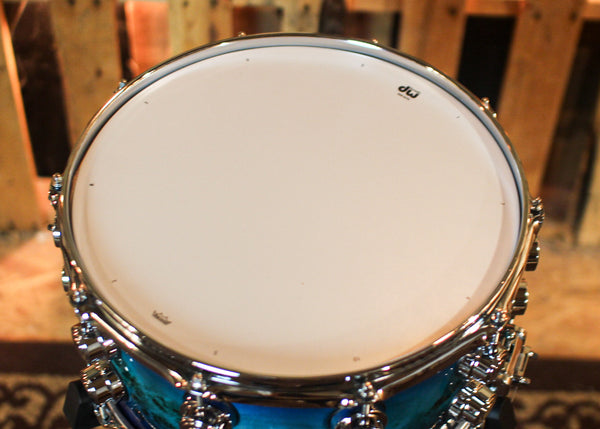 DW 7x14 Collector's Maple VLT Regal to Royal Blue Burst over Mapa Burl Snare Drum - SO#1407182