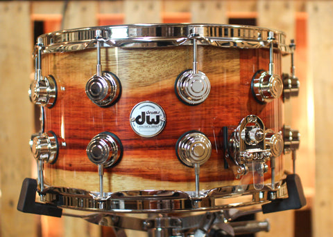 DW 8x14 Collector's Cherry Mahogany Horizontal Padauk Snare Drum - SO#1291854