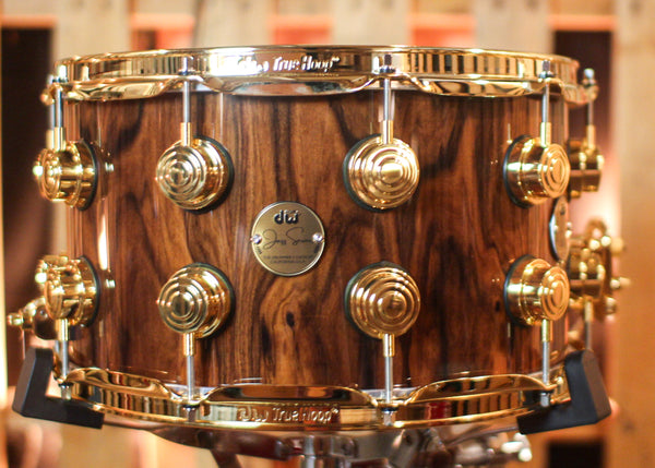 DW 8x14 Collector's Jazz Series Maple Gum Natural Lacquer over Santos Rosewood Snare Drum - SO#1410008
