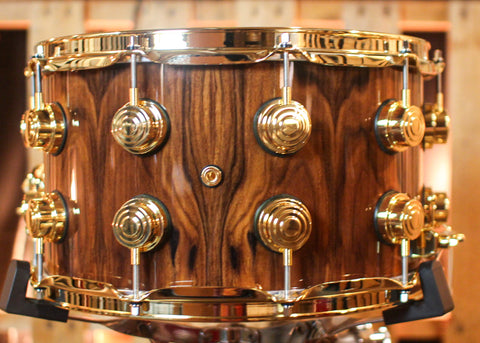 DW 8x14 Collector's Jazz Series Maple Gum Natural Lacquer over Santos Rosewood Snare Drum - SO#1410008
