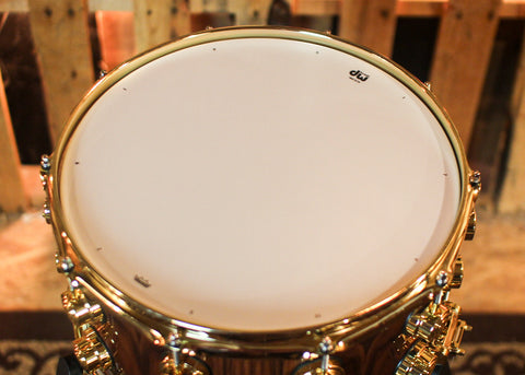 DW 8x14 Collector's Jazz Series Maple Gum Natural Lacquer over Santos Rosewood Snare Drum - SO#1410008