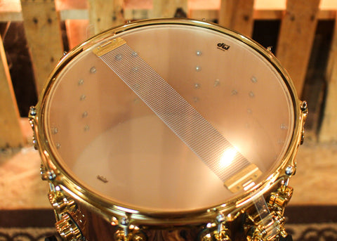 DW 8x14 Collector's Jazz Series Maple Gum Natural Lacquer over Santos Rosewood Snare Drum - SO#1410008
