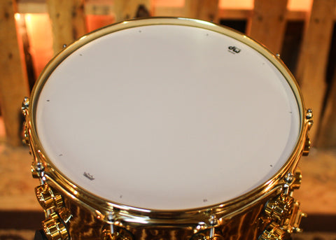 DW 8x14 Collector's Mahogany Spruce Light Walnut Stain over Super Quilted Maple Snare Drum - SO#1424835