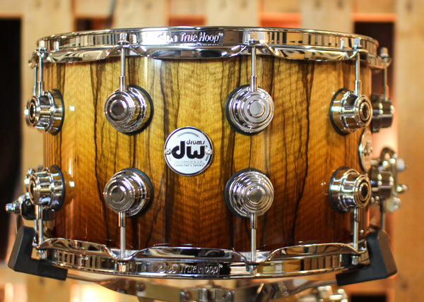 DW 8x14 Collector's Maple 333 Burnt Toast Fade over Black Limba Snare Drum - SO#1430094