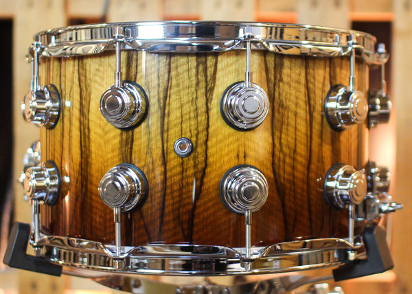 DW 8x14 Collector's Maple 333 Burnt Toast Fade over Black Limba Snare Drum - SO#1430094