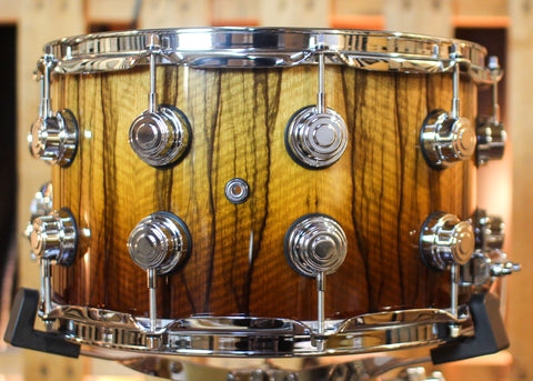 DW 8x14 Collector's Maple 333 Burnt Toast Fade over Black Limba Snare Drum - SO#1430094