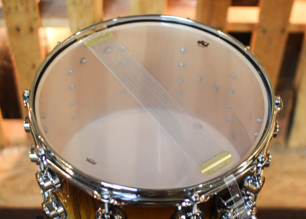 DW 8x14 Collector's Maple 333 Burnt Toast Fade over Black Limba Snare Drum - SO#1430094