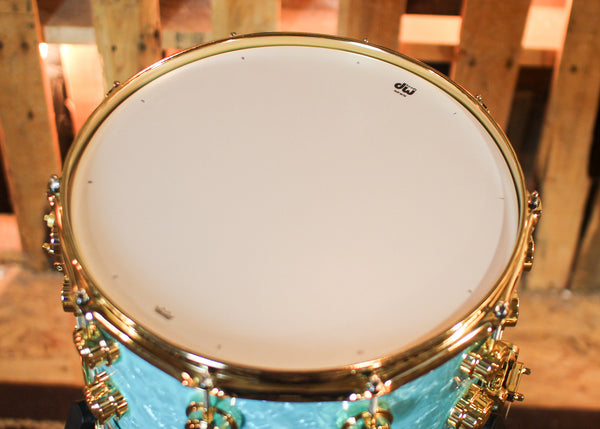 DW 8x14 Collector's Maple Mahogany Seafoam Marine Snare Drum - SO#1417224
