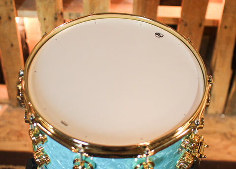 DW 8x14 Collector's Maple Mahogany Seafoam Marine Snare Drum - SO#1417224