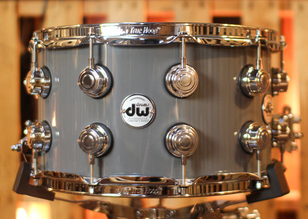 DW 8x14 Collector's Maple Mahogany Solid Grey Lacquer Snare Drum - SO#1438708