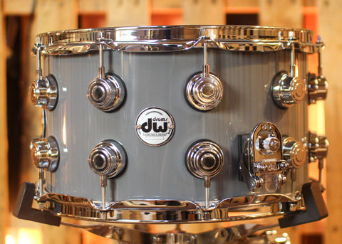 DW 8x14 Collector's Maple Mahogany Solid Grey Lacquer Snare Drum - SO#1438708