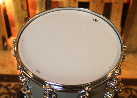 DW 8x14 Collector's Maple Mahogany Solid Grey Lacquer Snare Drum - SO#1438708