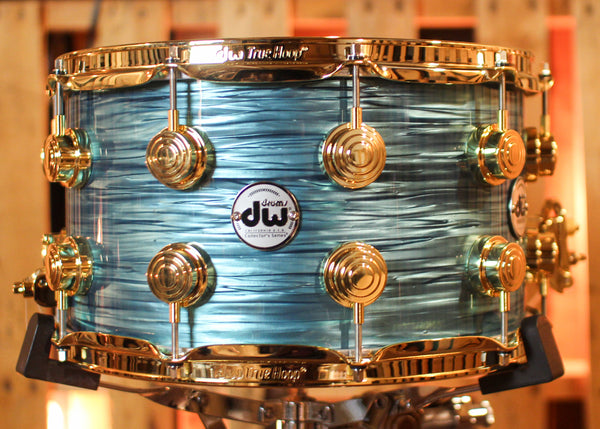 DW 8x14 Collector's Maple Mahogany Turquoise Oyster Snare Drum - SO#1417215