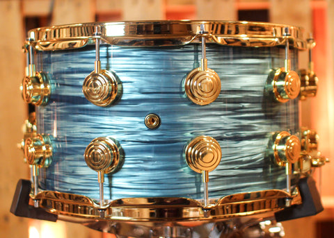 DW 8x14 Collector's Maple Mahogany Turquoise Oyster Snare Drum - SO#1417215