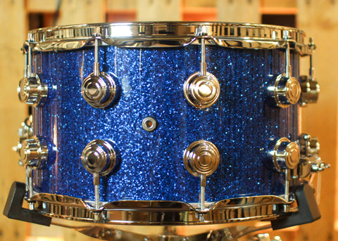 DW 8x14 Collector's Maple VLT Blue Glass Snare Drum - SO#1438336
