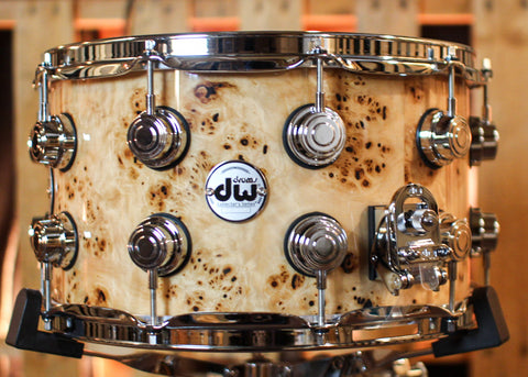 DW 8x14 Collector's Maple VLT Natural Lacquer over Mapa Burl Snare Drum - SO#1388699