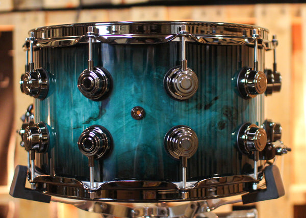 DW 8x14 Collector's Maple VLT Regal to Black Burst over Mapa Burl Snare Drum - SO#1337832