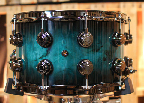 DW 8x14 Collector's Maple VLT Regal to Black Burst over Mapa Burl Snare Drum - SO#1337832