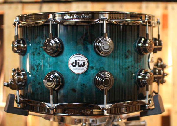 DW 8x14 Collector's Maple VLT Regal to Black Burst over Mapa Burl Snare Drum - SO#1337835