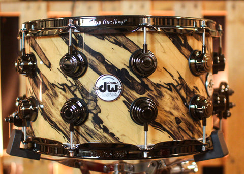 DW 8x14 Collector's Maple X-Shell Natural Lacquer over Twisted Royal Ebony Snare Drum - SO#1409996