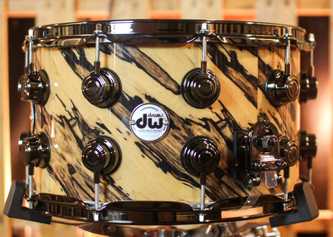 DW 8x14 Collector's Maple X-Shell Natural Lacquer over Twisted Royal Ebony Snare Drum - SO#1409996