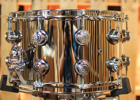 DW 8x14 Collector's Polished Nickel over Brass Snare Drum - DRVK0814SVC