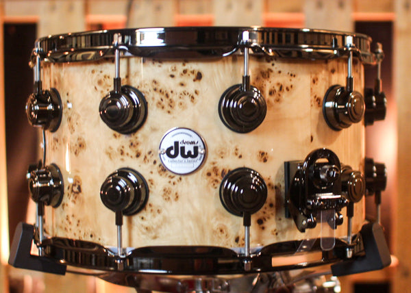 DW 8x14 Collector's Santa Monica Natural Lacquer over Mapa Burl Snare Drum - SO#1409997