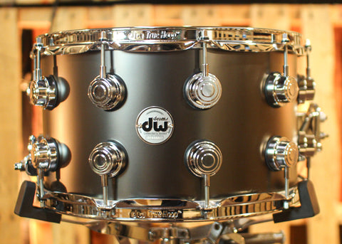 DW 8x14 Collector's Satin Black over Brass Snare Drum - DRVD0814SVCBK