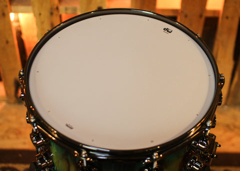 DW 8x14 Collector's SonicPly Natural to Regal Blue Burst over Candy Stripe Padauk Snare Drum - SO#1441739