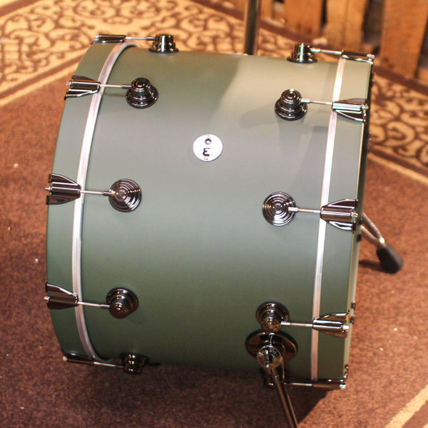 DW Collector's Cherry Mahogany Army Green Hard Satin Drum Set - 22,8,10,12,14,16,14sn - SO#1302118