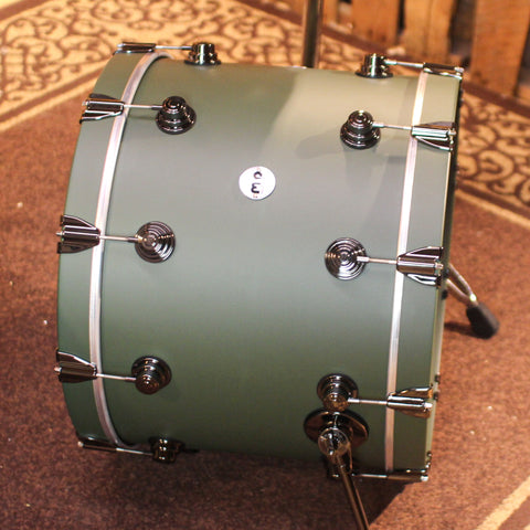 DW Collector's Cherry Mahogany Army Green Hard Satin Drum Set - 22,8,10,12,14,16,14sn - SO#1302118