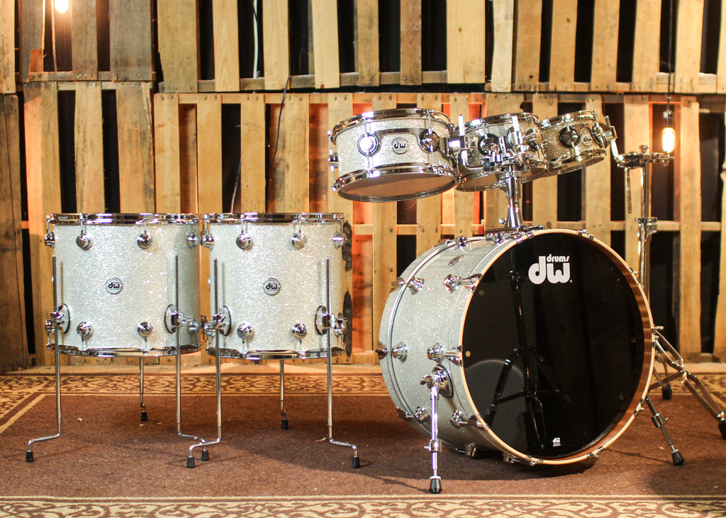 DW Collector's Cherry Mahogany Broken Glass Short Stack Drum Set