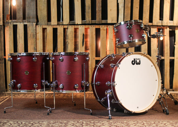 DW Collector's Jazz Maple Gum Cherry Satin Oil Drum Set - 24,13,16,18 - SO#1410733