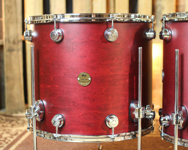 DW Collector's Jazz Maple Gum Cherry Satin Oil Drum Set - 24,13,16,18 - SO#1410733