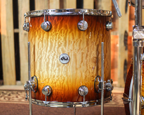 DW Collector's Maple 333 Almond Burst over Super Quilted Maple Drum Set - 22,10,12,16 - SO#1421335