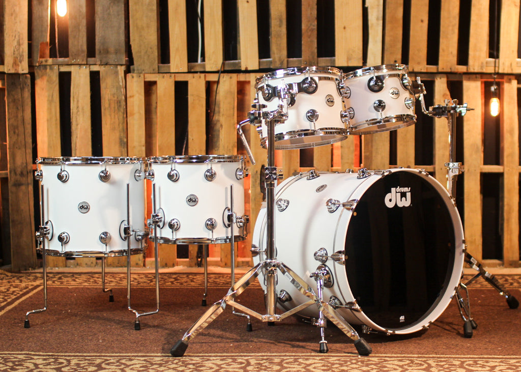 DW Collector's 333 Matte White Hard Satin Drum Set - 22,10,12,14