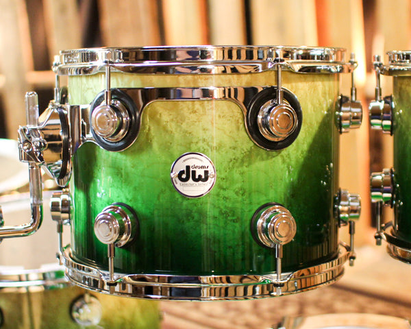 DW Collector's 333 Green Fade over Birdseye Maple Drum Set - 22,10,12,14,16 - SO#1382334