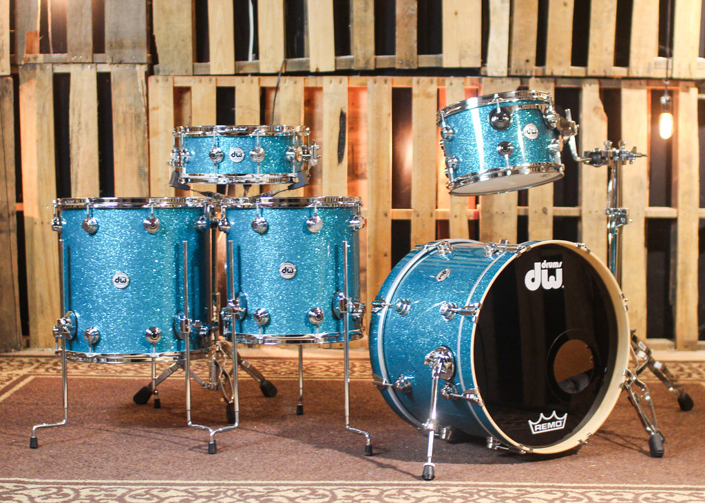 DW Collector's Maple 333 Teal Glass Drum Set - 20,12,14,16,14sn