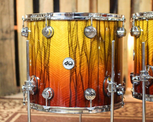 DW Collector's Maple 333 Tequila Sunrise Fade over Black Limba Drum Set - 22,10,12,14,16 - SO#1430088