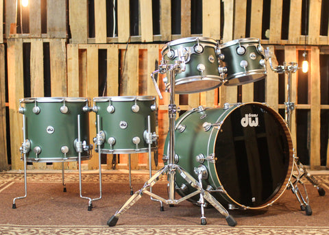 DW Collector's Maple Mahogany Army Green Hard Satin Drum Set - 22,10,12,14,16 - SO#1439018