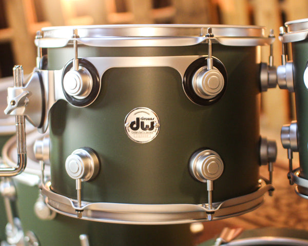 DW Collector's Maple Mahogany Army Green Hard Satin Drum Set - 22,10,12,14,16 - SO#1439018