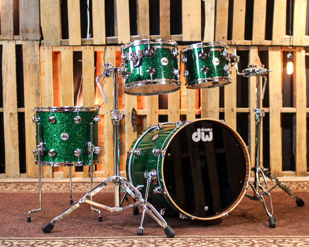 DW Collector's Maple Mahogany Green Glass Drum Set - 20,10,12,14