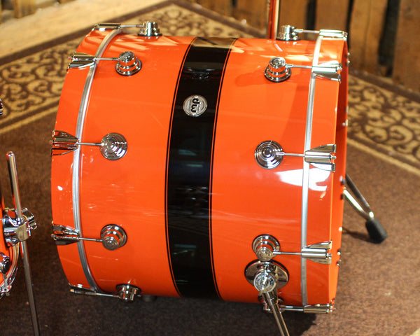 DW Collector's Maple Mahogany Hugger Orange w/ Black Rally Stripe Drum Set - 22,8,10,12,14,16 - SO#1416894