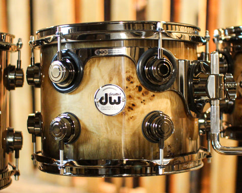 DW Collector's Maple Mahogany Candy Black Burst over Mapa Burl Drum Set - 22,8,10,12,14,16 - SO#1388746