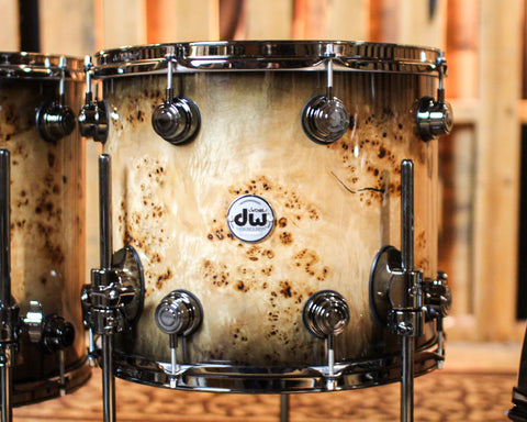 DW Collector's Maple Mahogany Candy Black Burst over Mapa Burl Drum Set - 22,8,10,12,14,16 - SO#1388746