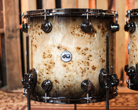 DW Collector's Maple Mahogany Candy Black Burst over Mapa Burl Drum Set - 22,8,10,12,14,16 - SO#1388746